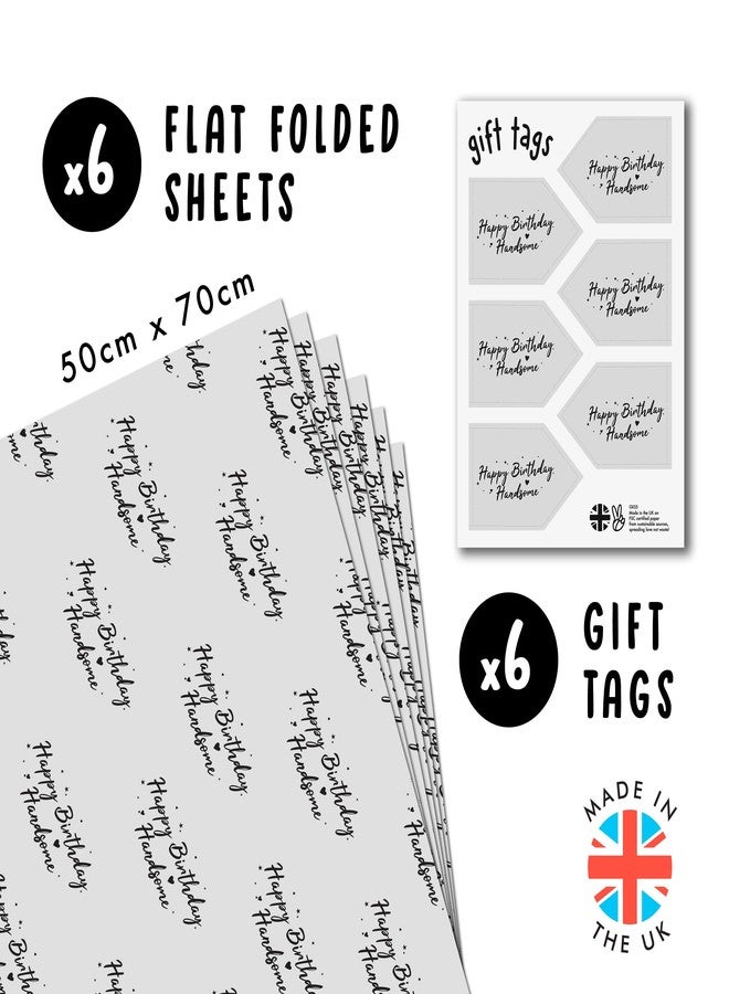 CENTRAL 23 Gray Wrapping Paper for Men - 6 Sheets Giftwrap - Birthday Gift Wrap for Son Boyfriend Husband - Comes With Fun Stickers - Recyclable - Image 2